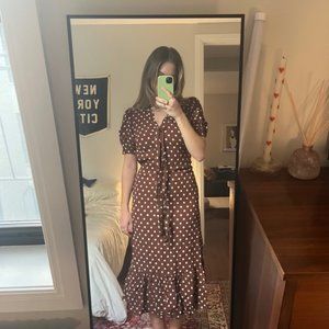Brand new - Reformation Reeds Brown Polka Dot Dress Women’s sz 4